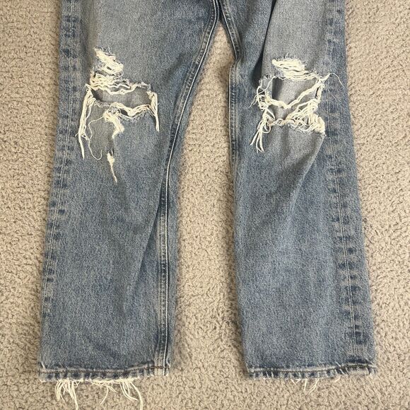 Agolde Crop Jeans Womens 24 x 26 Crop Blue High Rise  Button Fly Distressed - Picture 2 of 12